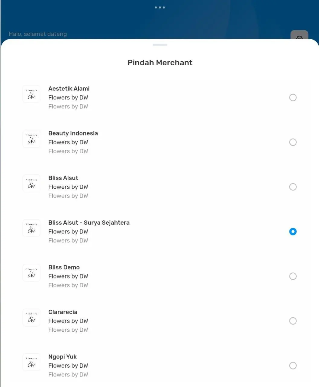 cara pindah akun merchant bliss mobile